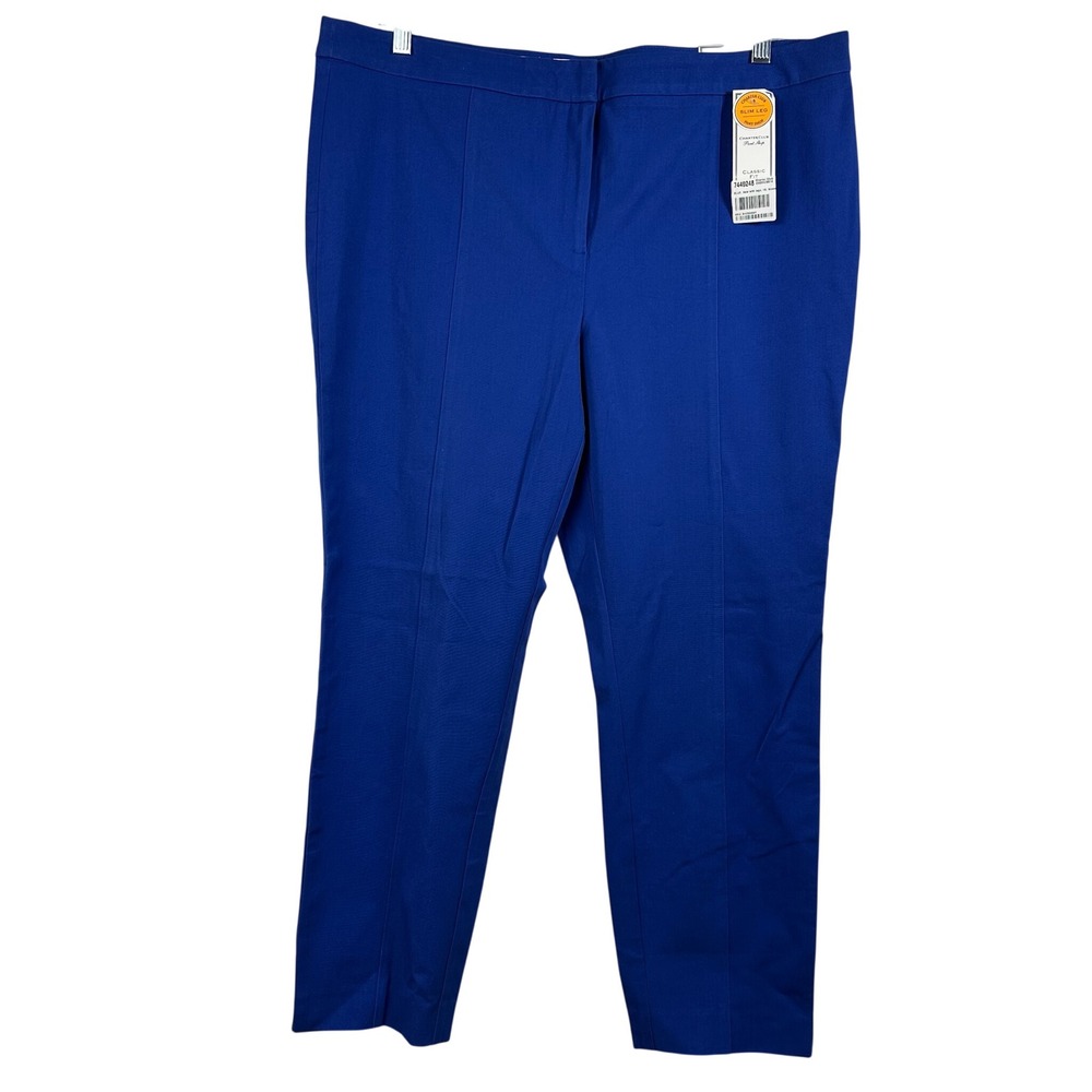 Charter Club Womens 18 Slim Leg Pants Blazing Blue Classic Fit NWT